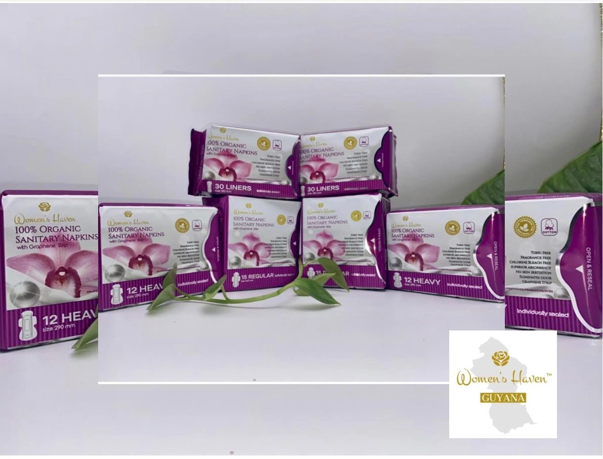 Organic sanitary napkins absorbent and prevents pad rash Guyana